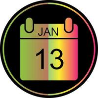 January Glyph Due Color Icon Design vector