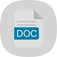 DOC File Format Flat Curve Icon Design vector