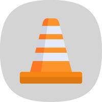 Traffic Cone Flat Curve Icon Design vector