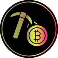 bitcoin minería glifo debido color icono diseño vector