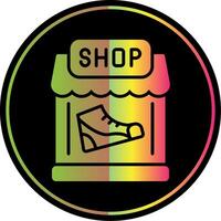zapato tienda glifo debido color icono diseño vector