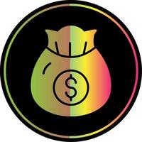 Money Bag Glyph Due Color Icon Design vector