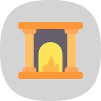 Fireplace Flat Curve Icon Design vector