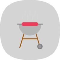 BBQ Grill Flat Curve Icon Design vector