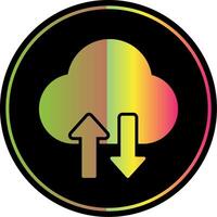 Cloud Data Transfer Glyph Due Color Icon Design vector