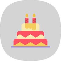 cumpleaños pastel plano curva icono diseño vector