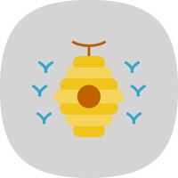 abeja colmena plano curva icono diseño vector