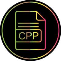 cpp archivo formato línea degradado debido color icono diseño vector
