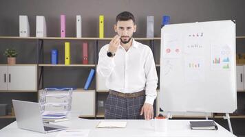 Office worker doing physical exercises. video