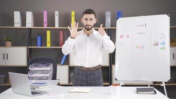 Man exercising in the office. video