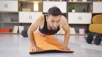 Athlete man doing push-ups. video