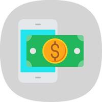 Mobile Money Flat Curve Icon Design vector