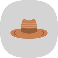 vaquero sombrero plano curva icono diseño vector