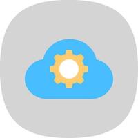 Cloud Settings Flat Curve Icon Design vector