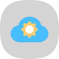 Cloud Settings Flat Curve Icon Design vector