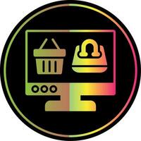 OnLine Circle Multi Circle Shopping Glyph Due Color Icon Design vector