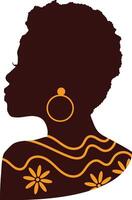 Black History Month Women's Silhouette. Isolated Side View Avatar vector