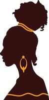 Black History Month Women's Silhouette. Isolated Side View Avatar vector