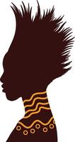 Black History Month Women's Silhouette. Isolated Side View Avatar vector