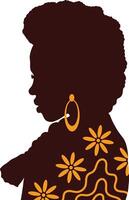 Black History Month Women's Silhouette. Isolated Side View Avatar vector