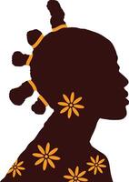 Black History Month Women's Silhouette. Isolated Side View Avatar vector