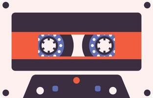 Retro Cassette Tape Illustration. in Colorful Vintage Style vector