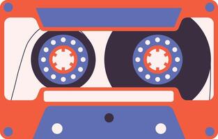 Retro Cassette Tape Illustration. in Colorful Vintage Style vector