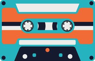 Retro Cassette Tape Illustration. in Colorful Vintage Style vector