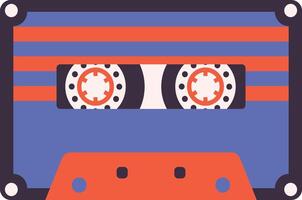 Retro Cassette Tape Illustration. in Colorful Vintage Style vector