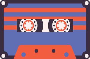 Retro Cassette Tape Illustration. in Colorful Vintage Style vector