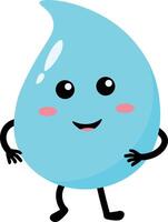 Cute Water Drop Character. Flat Cartoon Illustration on White Background vector