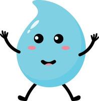 Cute Water Drop Character. Flat Cartoon Illustration on White Background vector