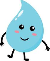 Cute Water Drop Character. Flat Cartoon Illustration on White Background vector