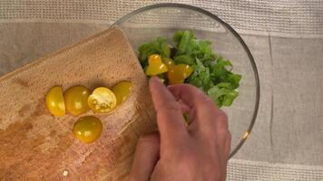 pov process of making homemade summer fresh vegetable salad video