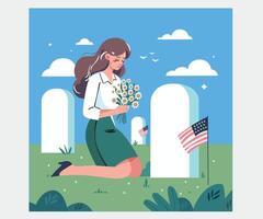 Hand Drawn US Memorial Day Commemoration vector