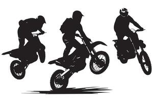 Isolated motocross rider jump set pro design vector