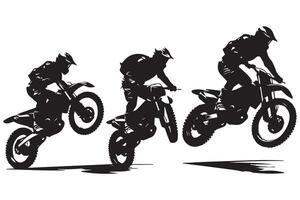 Isolated motocross rider jump set pro design vector