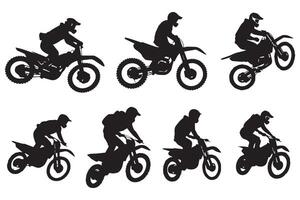 Isolated motocross rider jump set pro design vector