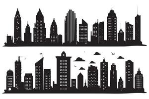 ciudad silueta, silueta de ciudad con negro color en blanco antecedentes Pro diseño vector
