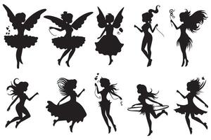 Fairy magic silhouettes set white background pro design vector