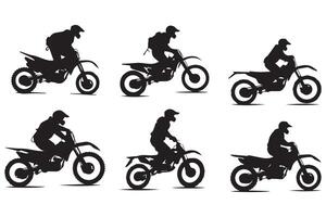 silhouettes of motorcycle jumping free design vector