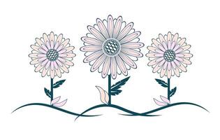 Minimalistic Wildflower. Abstract Wildflower Flowers. Blossoming flowers for t-shirt designs, bags, covers, etc. vector