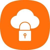 Cloud Lock Glyph Curve Icon Design vector