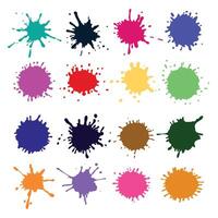 Colored paint splashes collection, isolated on white background. Colorful ink spots set. Splash vector