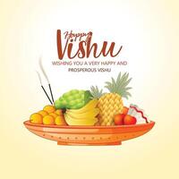 vecter bosquejo de vishu festival para kerala nuevo año póster, tarjeta, saludo, diseño con resumen antecedentes. vector