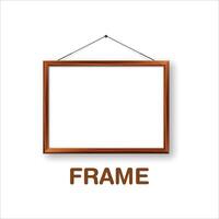 a picture frame hanging on a wall with the word frame . vector