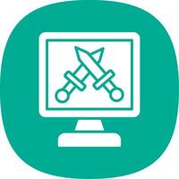 Monitor Screen Glyph Curve Icon Design vector