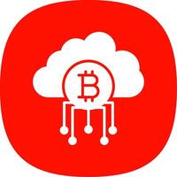 Cloud Bitcoin Glyph Curve Icon Design vector