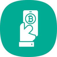 Pay Bitcoin Glyph Curve Icon Design vector