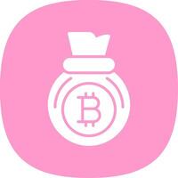 Bitcoin Bag Glyph Curve Icon Design vector